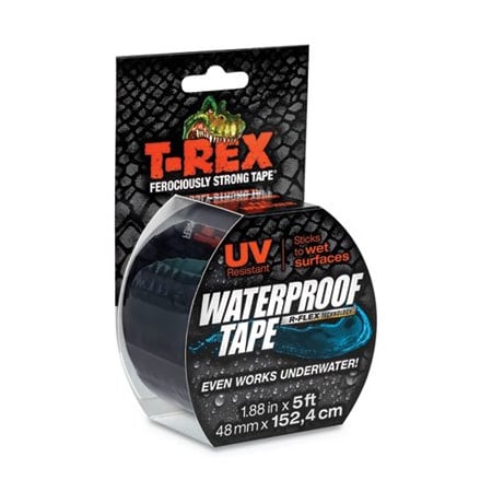 Shurtech Brands T-REX, WATERPROOF TAPE, 3in CORE, 2in X 5 FT, BLACK 285988